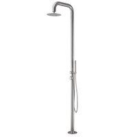 Douche extérieure autoportante en acier inoxydable brossé 304 ou 316 pour jardin, plage ou piscine, avec fonction pluie
