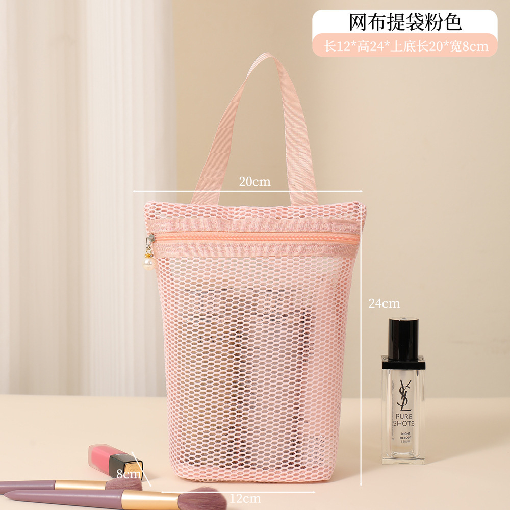 Pink Thread Mesh Tote Bag