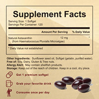 12mg d'astaxanthine Capsules de gélules pour soins de la peau Huile de krill Vitamine C Omega 3 Solfgel Supplément Extraits de plantes Suppléments blanchissants