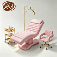 Camilla de Masaje Eléctrica Curva de Lujo Marrón para Tratamientos de Pestañas, Estética, Cosmética y Facial para Spa, Salón de Belleza y Gimnasio