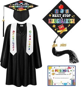 <b>Toddler</b> Kids Decorations 4 Pcs Kindergarten Preschool Graduation Cap and Gown With 2025 Tassel Decor - Product Image 1