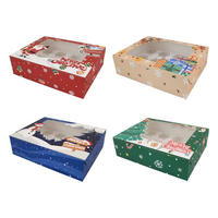 Boîte cadeau pour cupcakes de fête de Noël imprimée sur mesure, boîte à muffins sur le thème de Noël, boîte d'emballage portable avec fenêtre en PVC transparent
