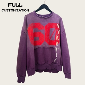 Fabricant de sweats à capuche personnalisés vintage délavés à l'acide, 100% coton, coupe oversize et carrée, style streetwear, avec poche et détails coupés - Product Image 1