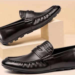 Chaussures décontractées nouvelle collection printemps-automne – Chaussures tendance pour hommes en cuir véritable respirantes à enfiler à semelle souple pour les soirées - Product Image 5
