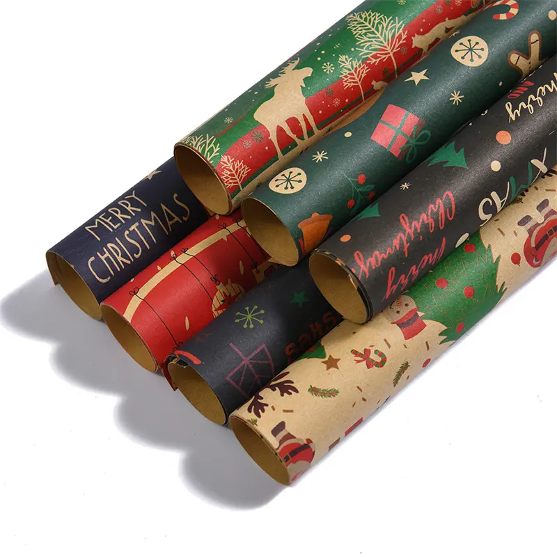 Горячая Распродажа, упаковка из плотной крафт-бумаги, коричневая Крафтовая Рождественская подарочная оберточная бумага для цветов, Рождественский подарок