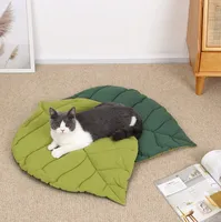Tapis de couchage pour animaux de compagnie en forme de feuille, résistant aux morsures, pour chien et chat, pliable, coussin de cage pour chaton et chiot