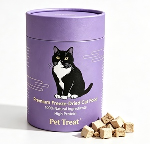Tube en carton ondulé écologique personnalisé, qualité alimentaire, scellé, résistant à l'humidité, emballage cylindrique pour aliments lyophilisés pour chats - Product Image 1