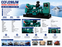 Groupe électrogène marin SCDC CCFJ280JW 280 kW à démarrage électrique NTA855-DM 1800 tr/min, groupe électrogène diesel pour navire de transport de marchandises et remorqueur