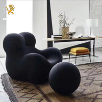 Fauteuils de salon de style italien, ergonomiques et compressibles, type « Mama's Hug », canapé paresseux avec ottoman rond