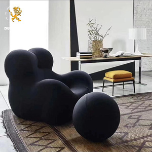 Sillones de Salón Estilo Italiano, Ergonómicos y Compactos, Sofá Tipo Abrazo de Mamá con Otomana Redonda - Product Image 5
