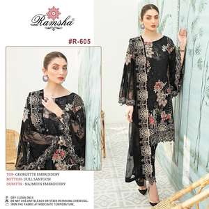 ชุดปากีสถานแบบกึ่งสำเร็จรูป ดีไซน์เนอร์แบรนด์ดัง ขายดีที่สุด พร้อมผ้าคลุมไหล่ สำหรับงานแต่งงานและงานปาร์ตี้ นำเข้าจากอินเดีย - Product Image 3