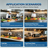 Armoire de préparation et de conservation des aliments en acier inoxydable pour usage commercial, avec plan de travail pour la conservation de la fraîcheur