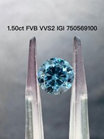 Diamant rond classique brillant bleu fantaisie cultivé en laboratoire, pierre précieuse en vrac pour femme et homme, bague de fiançailles personnalisée