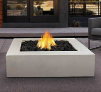 Table de foyer au gaz carrée ronde noire, table de foyer extérieure autoportante, table de foyer de jardin avec housse de protection contre la pluie