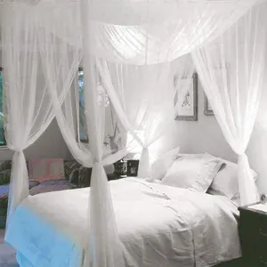 बड़े मच्छर शुद्ध बेडरूम सजावट राजकुमारी चंदवा पर्दे चार कोने पोस्ट बिस्तर पर्दा चंदवा