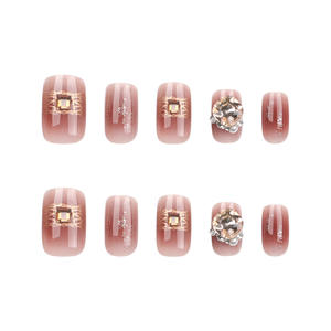 30 Pièces en Boîte, <span class=keywords><strong>Faux</strong></span> Ongles en Résine à Couverture Complète, Nail Art, Effet Blush, Amovibles, Prêts à Porter, Scintillants, Style Coupe Flashing - Product Image 5