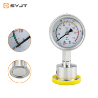 SY YM Custom Logo Vibration Resistant Back Connection Water Diaphragm Pressure Gauge for Hvac Refrigeration Service Lines