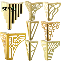 SENYU Vente en gros de pieds de meubles en métal doré modernes, support de table triangulaire, support d'angle décoratif en fer