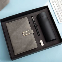 Carnet de notes haut de gamme avec couverture en cuir PU, bloc-notes personnalisé avec boucle en U, coffret cadeau d'affaires avec impression de logo et emballage en boîte cadeau