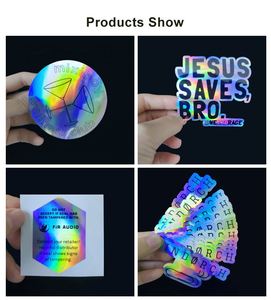 Autocollant personnalisé en vinyle film arc-en-ciel, découpé au laser, avec logo, design fantaisie, impression attrayante, adhésif, imperméable, holographique - Product Image 6