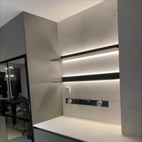 Rak Dinding LED Aluminium Warna Kustom untuk Aksesoris Furnitur, Parfum, Anggur, Kosmetik, Apotek, dan Pajangan Produk Kecantikan