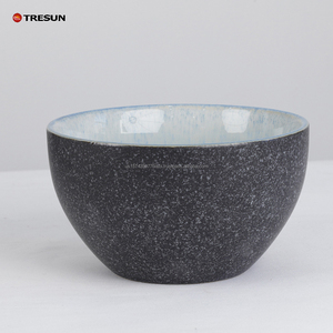 Reactive Glazing Black and Blue Stoneware Heat Resistant Dishwasher Safe Noodle Salad Bowl - Product Image 6
