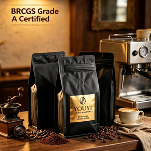 Sacs à café personnalisés en aluminium anti-humidité à fond plat, matériau laminé avec valve unidirectionnelle et fermeture éclair facile à déchirer, 250g 500g - Product Image 2