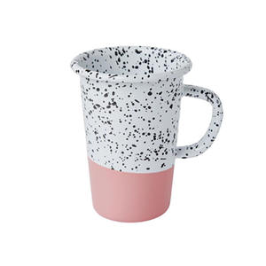 16oz Vaisselle Café Eau Thé Lait Vin Alcool Boisson V Forme Vert Trempé Motif Moucheté Long Émail Gobelet avec Poignée - Product Image 2