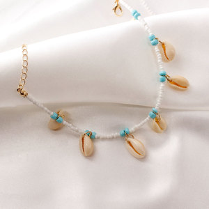 Tobillera <span class=keywords><strong>de</strong></span> cadena <span class=keywords><strong>de</strong></span> metal dorado con cuentas y conchas, diseño <span class=keywords><strong>de</strong></span> moda playera, sexy y económica, <span class=keywords><strong>para</strong></span> mujer y niña - Product Image 5