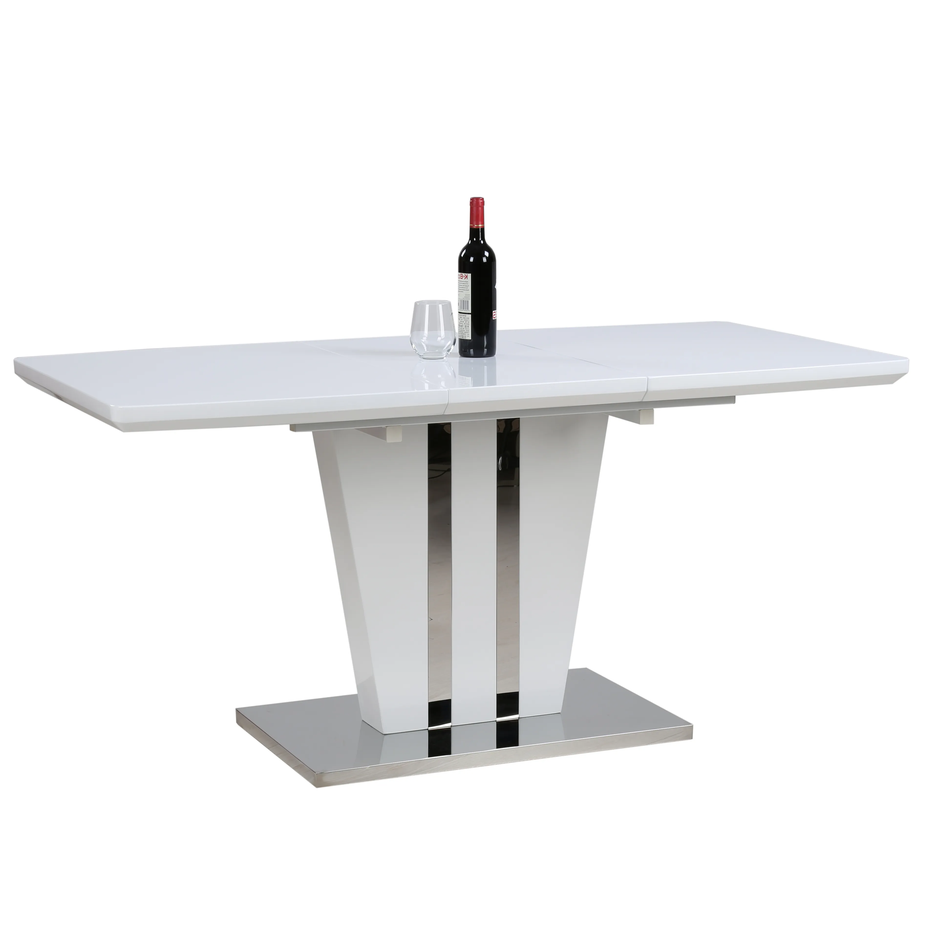 Mesa de comedor inteligente extensible para el hogar, mueble moderno de madera de alto brillo, diseño único, color blanco