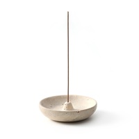 Plaque porte-encens en travertin Maxery, pierre naturelle, support pour bâtonnets, style Wabi Sabi Zen, décoration pour la maison, le bureau, le yoga, la méditation et l'aromathérapie