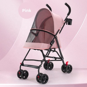 Poussette légère à quatre roues pour chiens et chats, pliable et portable en tissu Oxford, transparente pour l'extérieur - Product Image 2