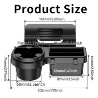 Support de tasse de voiture en ABS multifonctionnel avec boîte de rangement pour téléphone portable, crochet de suspension latéral pour porte et support de fenêtre de voiture