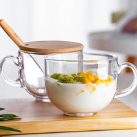 Grande Capacité Petit Déjeuner Tasse À Café Ménage Verre Épaissi Transparent Couvercle Simple pour Avoine Lotus Racine Lait Autres Boissons