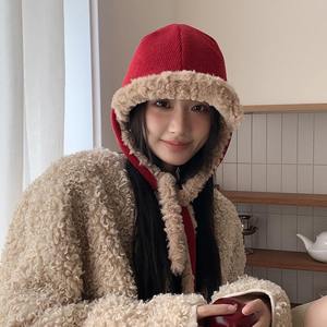 Chapeau seau chaud de style coréen avec doublure en polaire pour femme, automne-hiver, coupe-vent, couvre-oreilles, beige, rouge, noir, kaki, camel, gris - Product Image 2