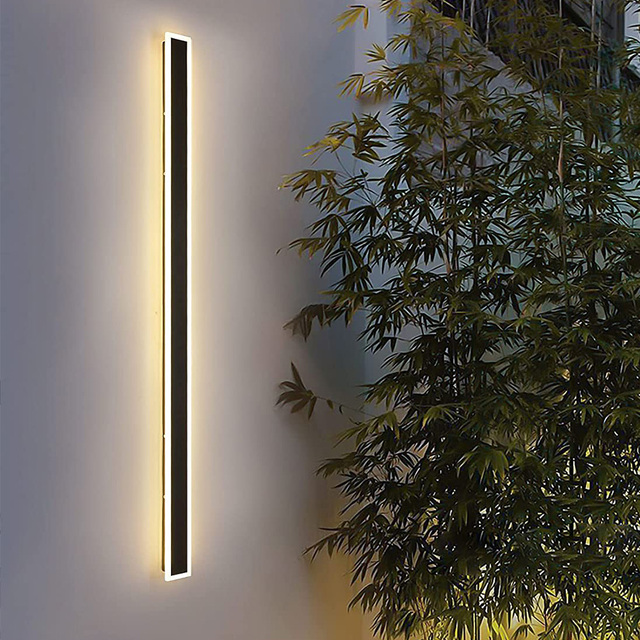 Nordic IP65 Hotel Vila Garden Hallway Decorative Dusk to Dawn Outdoor Wall Light Aluminum Waterproof Linear LED Long Wall Light