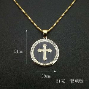 yunnique Stainless Steel Gold Plated <b>Cross</b> Pendant Necklace With Micro Inlaid Zircon For Men And Women Fashion Jewelry - Product Image 4