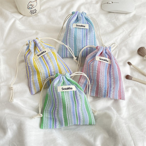 Bolsa <span class=keywords><strong>de</strong></span> Almacenamiento con Cordón y Rayas, Bolsa <span class=keywords><strong>de</strong></span> Cosméticos Promocional con Cordón, Bolsa <span class=keywords><strong>de</strong></span> Maquillaje para Mujer, Bolsa para Lápiz Labial - Product Image 1