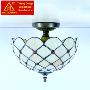 Lámpara de Techo Estilo Tiffany LongHuiJing, Lámparas Hechas a Mano, Pantalla de Vidrio Emplomado - Product Image 6