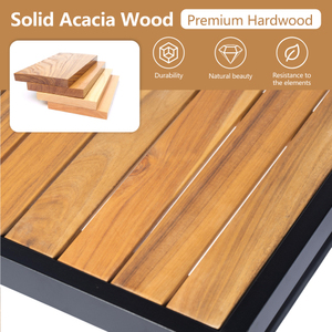 Moderno Conjunto de Sofás de Patio de 4 Piezas en Madera de Acacia, Estilo Hotel, Seccional de Esquina con Estructura Metálica y Cojines Impermeables - Product Image 4