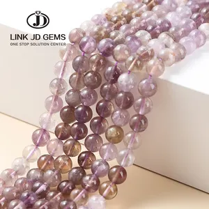 JD vente en gros, perles de citrine améthystes naturelles claires de 8mm, perles rondes en cristal, perles d'espacement en vrac pour la fabrication de bijoux