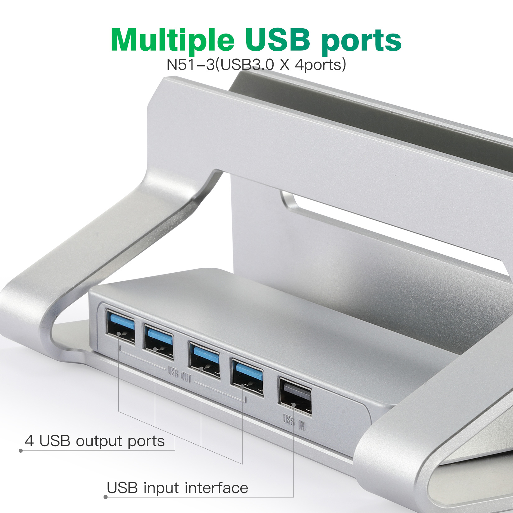 Aluminum Width Adjustable Vertical Desktop Holder Dock Save Space for Desk Organizers and Storage Laptop Stand With 3.0 Hub