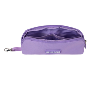 Sac de papeterie personnalisé en nylon avec fermeture éclair et porte-clés |   Étui à crayons violet pour l'école et le bureau - Product Image 3