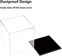 Entièrement assemblé 6x6x6 pouces clair carré acrylique vitrine Base noire anti-poussière en plastique présentoir objets de collection Action