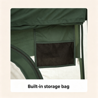 Tente gonflable pyramidale verte de 6,3 mètres carrés avec deux portes en maille en U et deux fenêtres latérales pour les voyages de camping en plein air