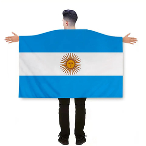Bandera <span class=keywords><strong>Argentina</strong></span> Personalizada con Mangas <span class=keywords><strong>de</strong></span> 3x5 pies en Ambos Lados, 100% Poliéster, Bandera <span class=keywords><strong>de</strong></span> Doble Cara - Product Image 1