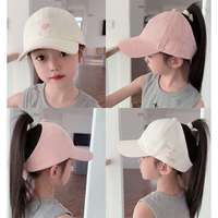 Gorra de Béisbol de PVC de 6 Paneles para Niñas, con Orificio para Cola de Caballo, para el Verano, Diseño Love Parent-Child
