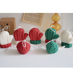 Christmas Plush Wool Gloves Soy Wax Handmade Aromatherapy <b>Candle</b> Home Ornaments Stall Activities Gifts - Product Image 4