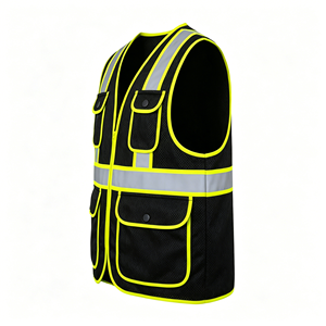 Black Adjustable Cart Attendant Safety Vest One Size Fit All Worker Reflective Clothing - Product Image 2