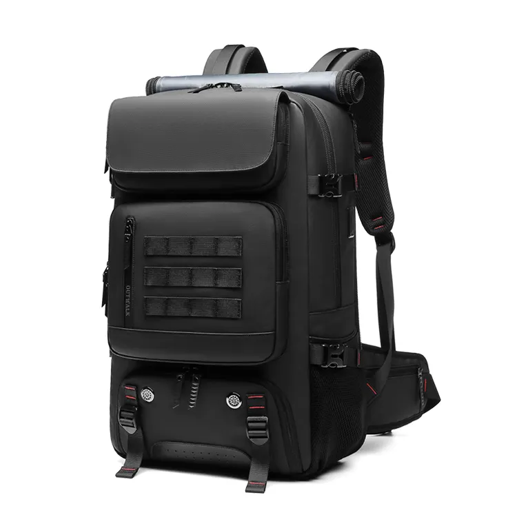 Business Men Luxury Cowhide Custom Real Genuine Leather Bag Pack 15.6 Laptop Backpack Anti Theft Travel Waterproof Bag Polyester
